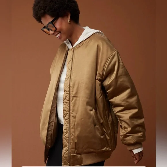 NWT OFFLINE by Aerie Women's Satin Bomber Jacket XS - Picture 1 of 13